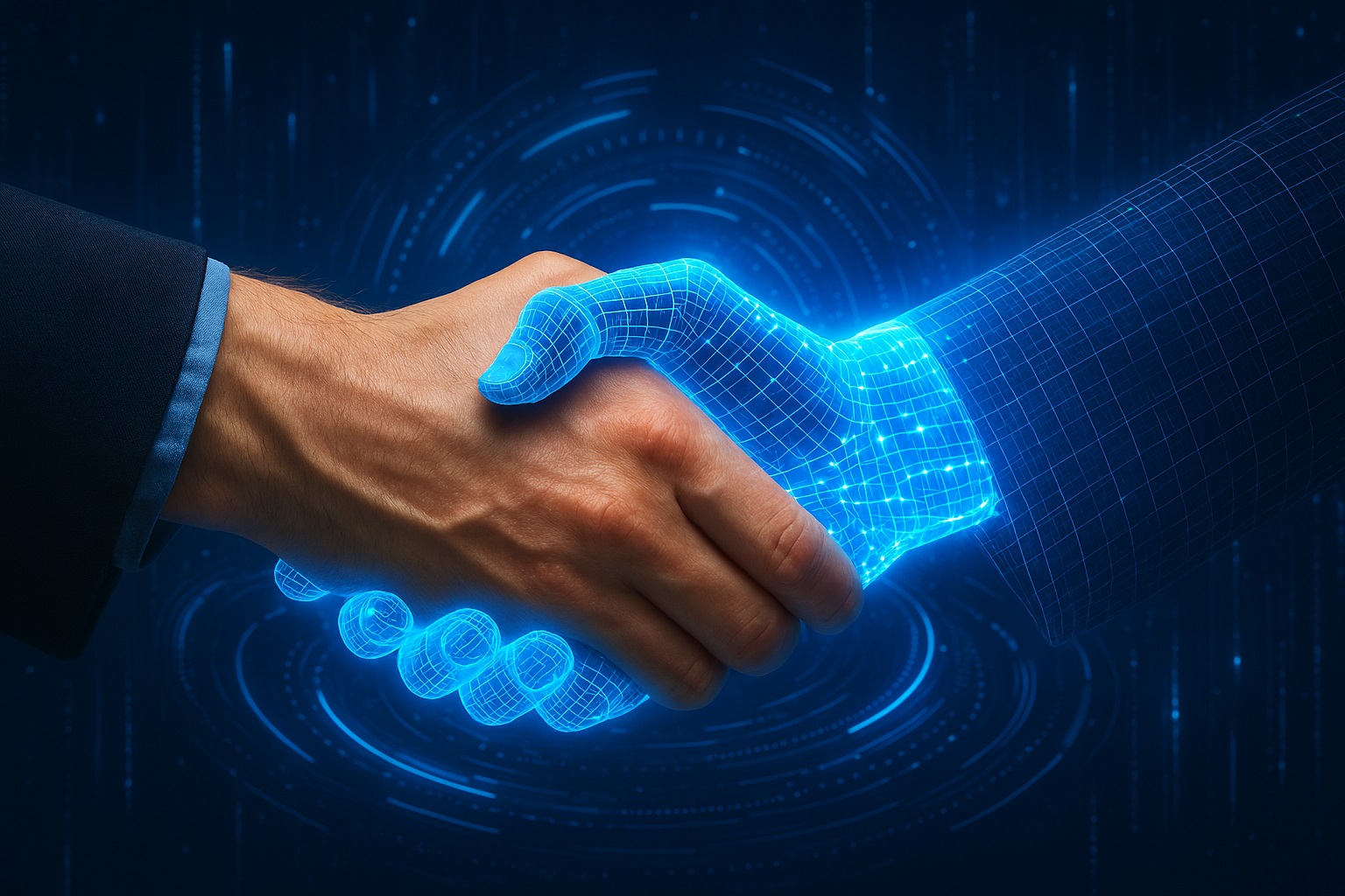 IT Pro with tablet in hand and Orbs representing Connectors for Applications